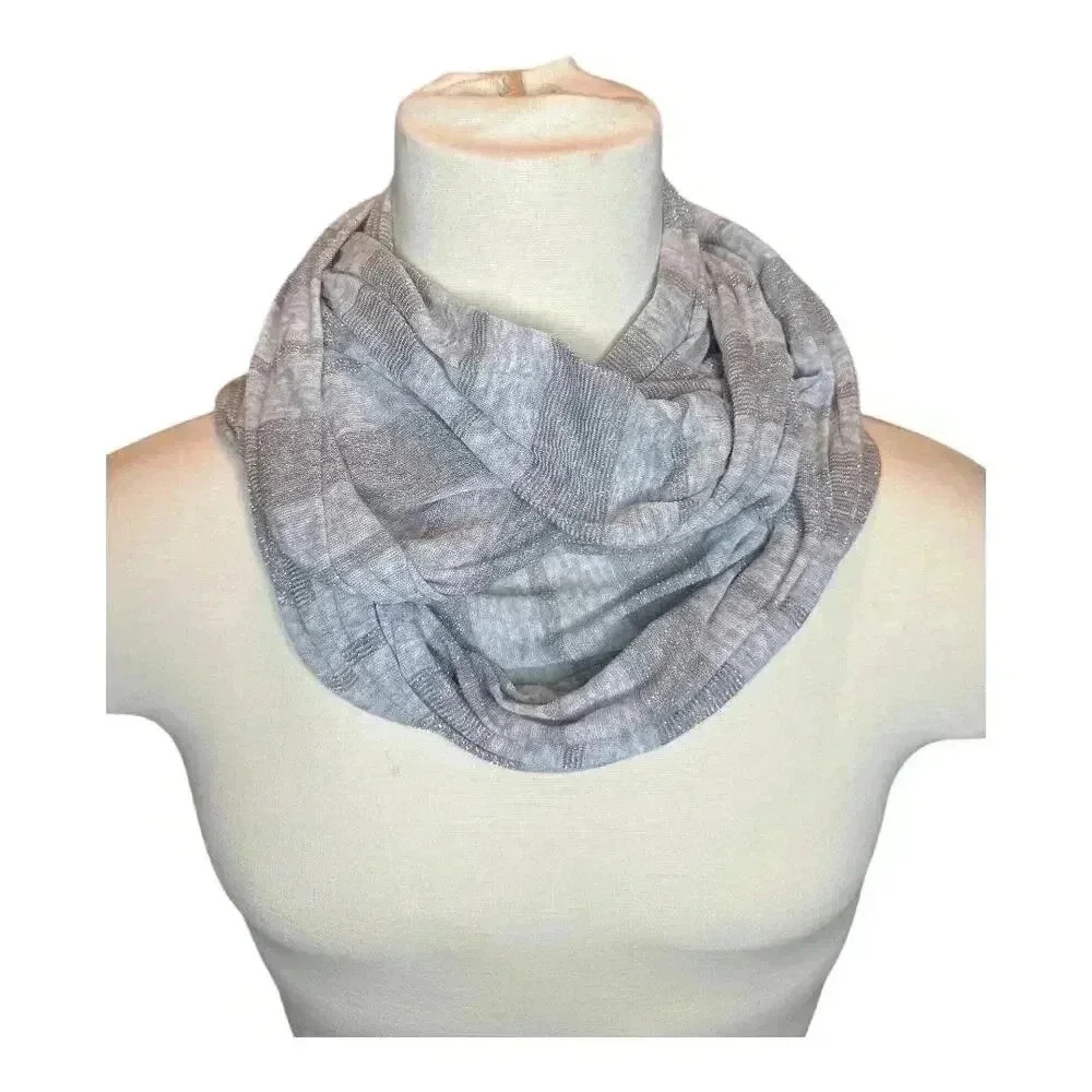 American Eagle‎ Gray Metallic Striped Infinity Wrap Scarf
